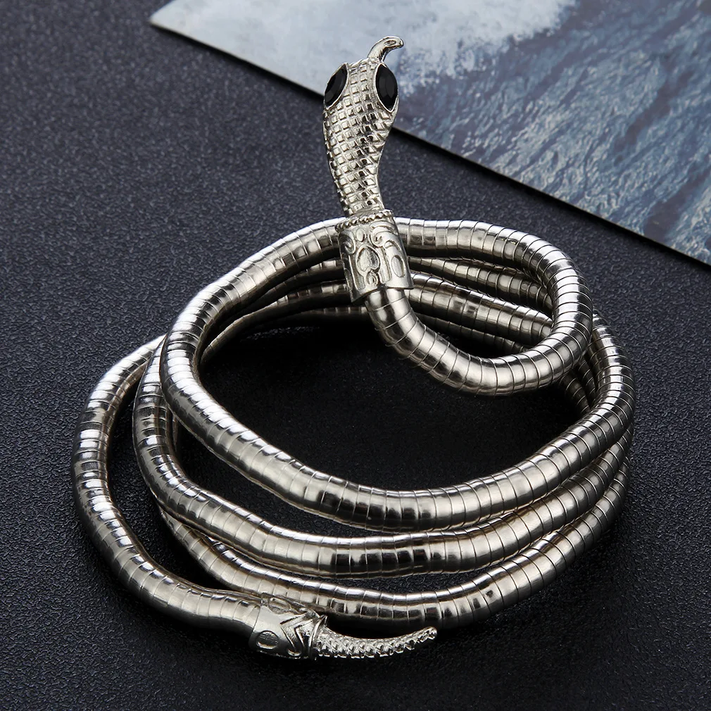 SC Hot Creative Bendable Snake Necklace Funny Animal Gold Plated Bracelet Punk Curved Snake Collar Choker Bracelet for Men Girls