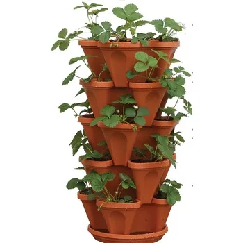 Wholesale Colorful Garden Tower Pot Stackable Flower Pots Lightweight Colorful Garden Plastic Plant Pots Tower Shape CLASSIC