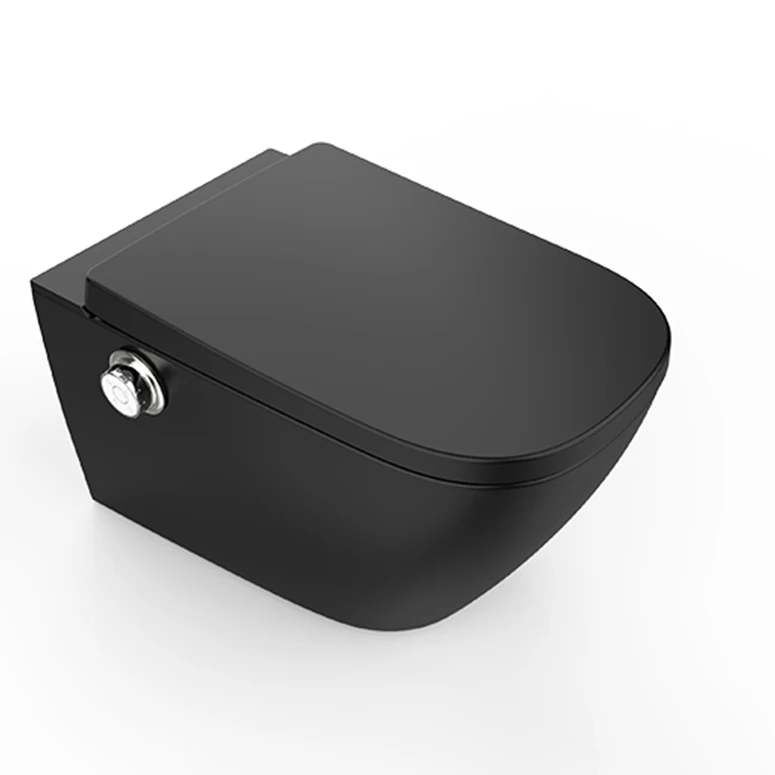 Modern Bathroom Wc Rimless Wall Hanging Wall Toilet Matt Black Smart