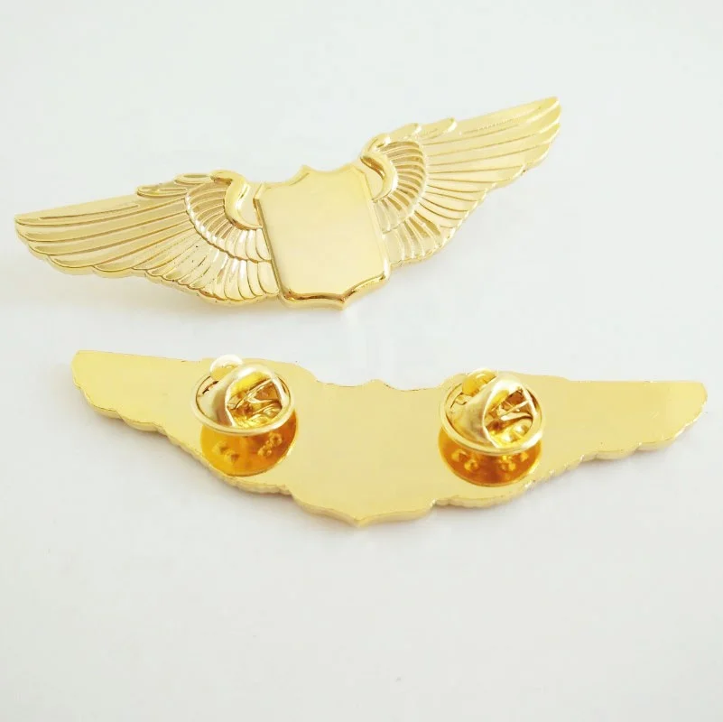 Factory Custom Golden Double wings Lapel Pin wings Badge for Souvenir Gifts