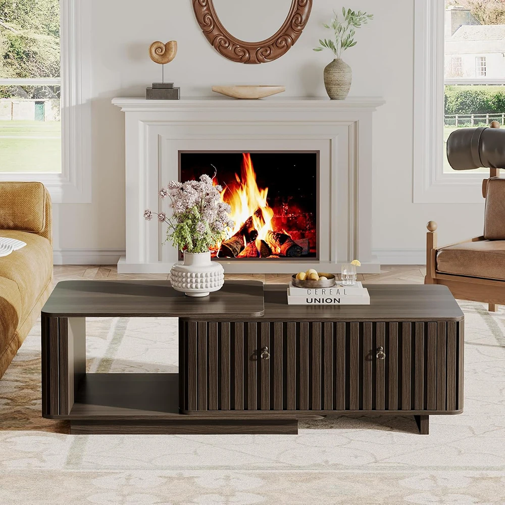 43\"-65\" Extendable Rectangle Coffee Table with 2 Drawers and Shelves Living Room Furniture Set with Storage Cocktail Table supplier