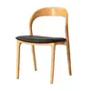 Natural wood color, black leather