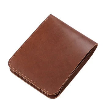 Hot Sale Custom Vintage Bifold Smart Leather Wallet for Men 9.5*11.5 cm Slim RFID Open Button Anti-theft GENUINE LEATHER