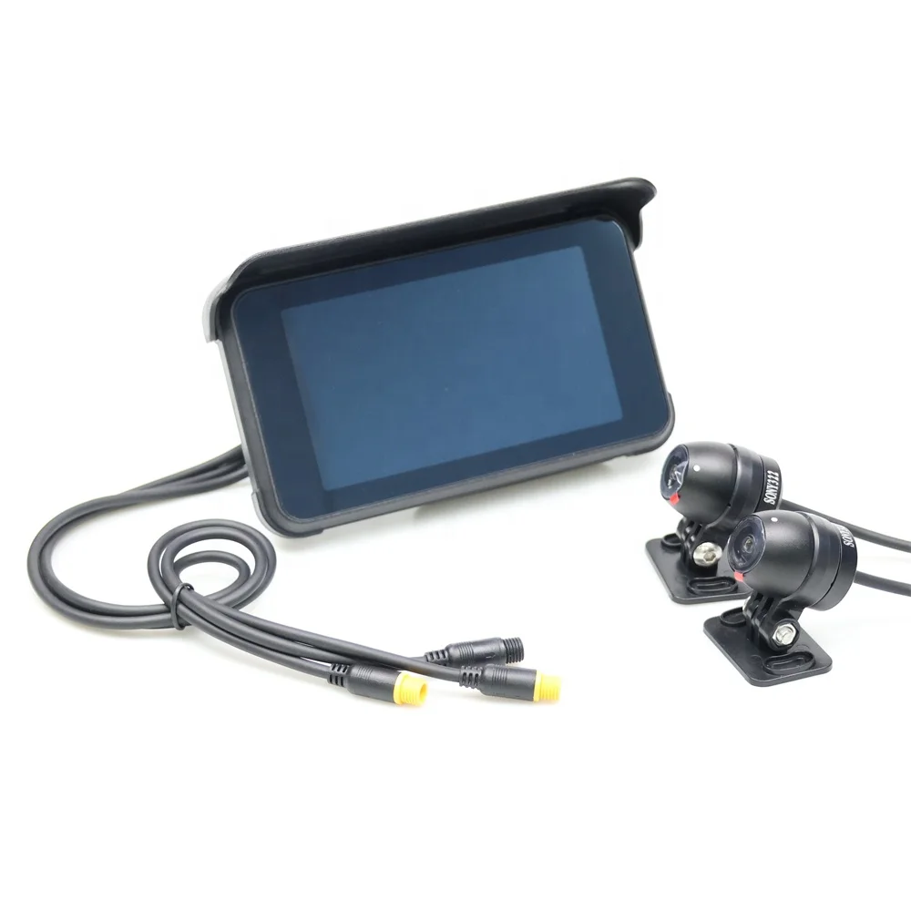 TIYPEOR 5 Inch Motorcycle Carplay DVR Dual Lens Recording Navigation Waterproof Display Screen Portable Wireless Android Auto