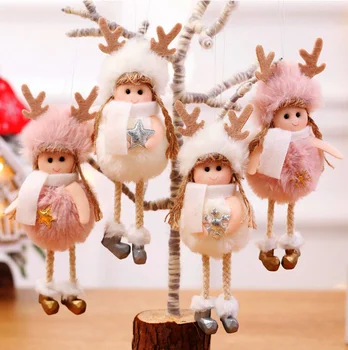 New Year 2020 Latest Christmas Cute Silk Plush Angel Doll Xmas Tree Ornaments Noel Christmas Decoration for Home 2020 Kids Gifts
