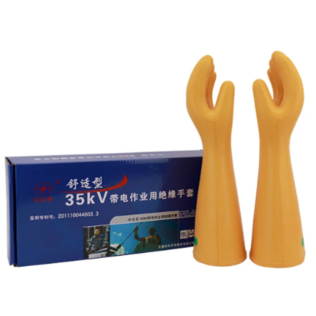 35kv Electrical Insulation Rubber Gloves Power Generation Factory