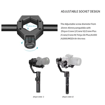Neewer Carbon Fiber Dual Handle Grip Holder-Diameter-Adjustable 25-45mm for Zhiyun Crane 2/Crane V2/Crane Plus/Crane/Crane M detail image