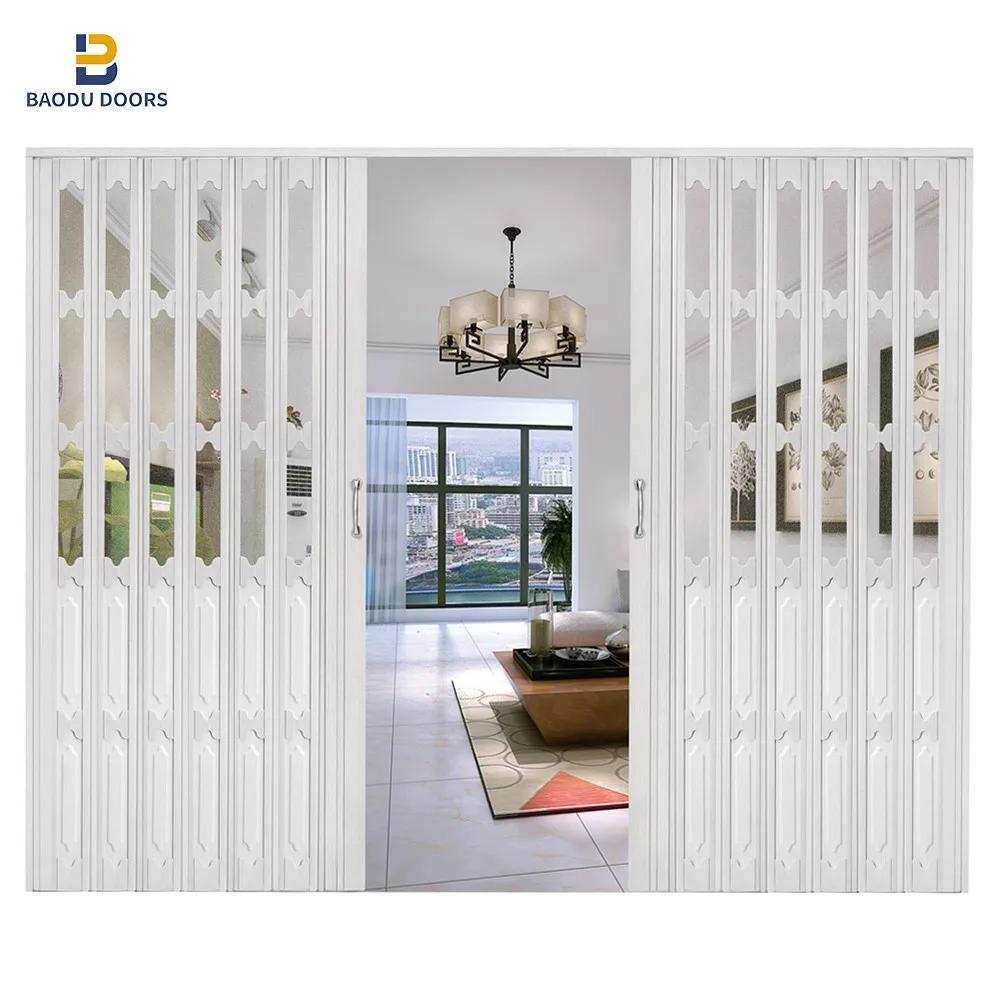 PVC Folding Door Sliding Door with Acrylic PS Panel with Wave Panels -  Accordion Folding Door, image size:1000x1000