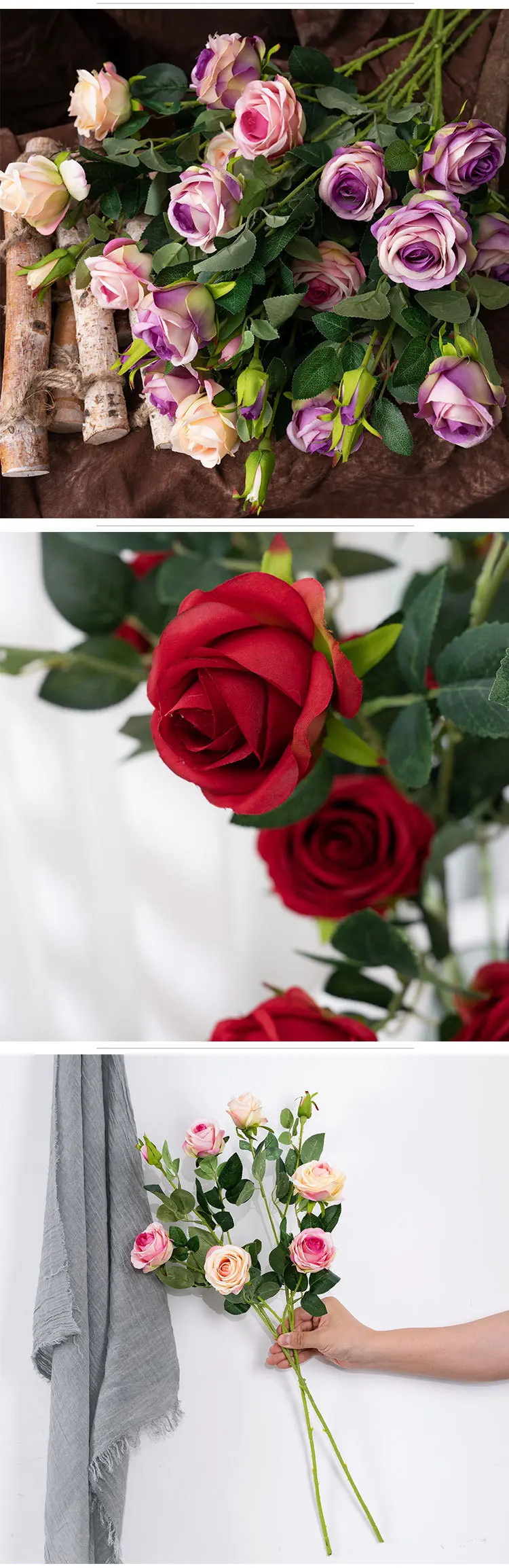 4 Roses Artificial Flower Plant Bonsai Wedding Decorations Ins Style