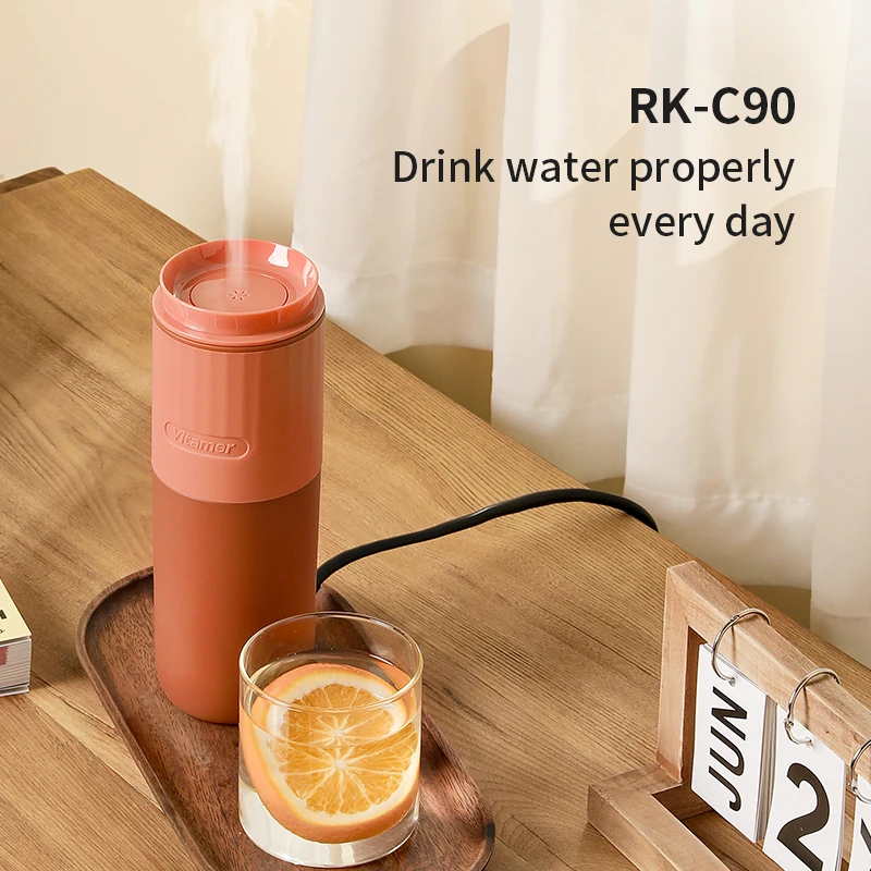 Vitamer 400ml Portable Self Smart Trip Electric Heating Cup Temperature for Traveling or Business PC Water Bottles Modern Round