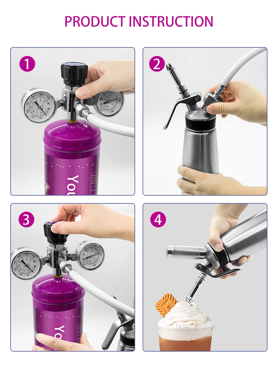 2.2l Cream Charger 1100g Cream Charger Food Grade Disposable For