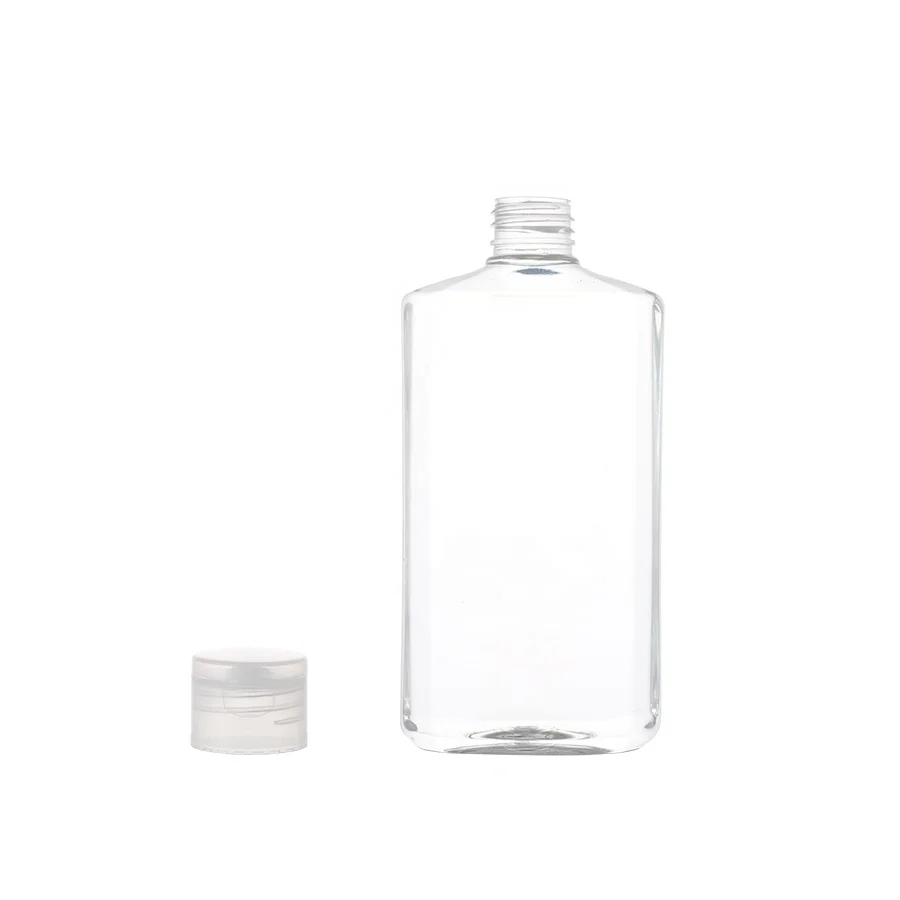 In Stock Flip Cap 500ml PET Empty clear square Octagonal Squeeze Plastic Bottle