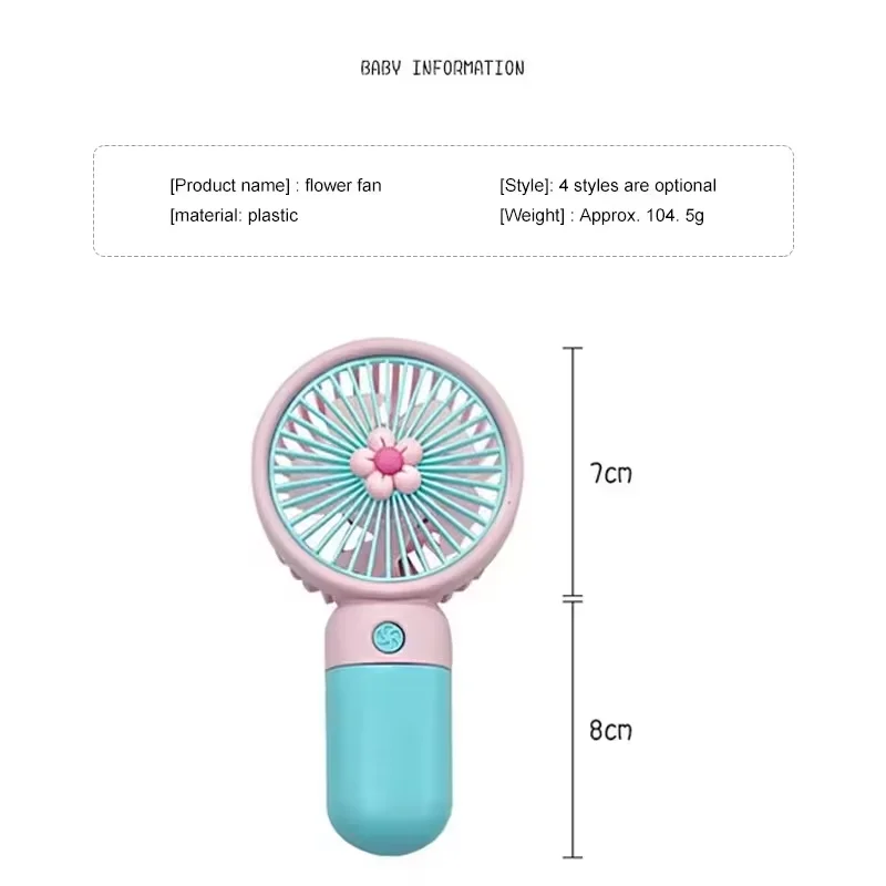 Rechargeable Portable Electric Summer Fan Home Outdoor Standing Mobile Handheld Convenient Cute Flower Mini USB Fan