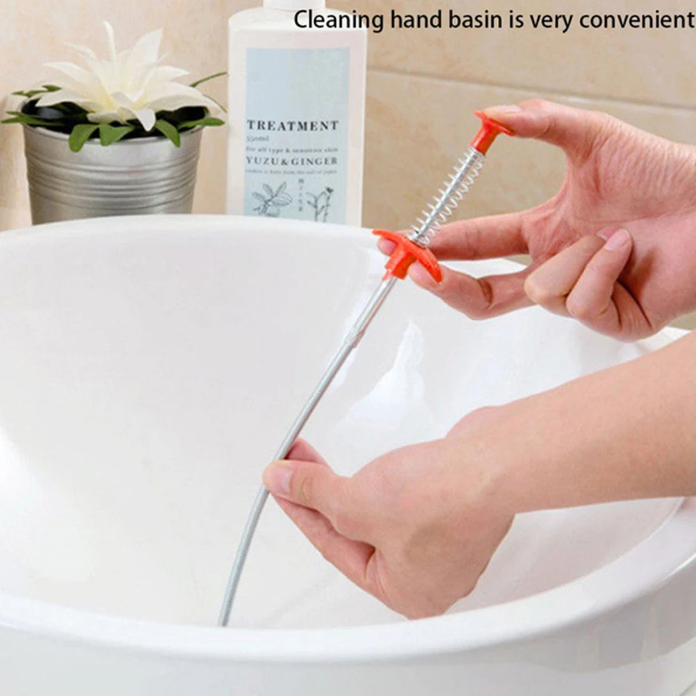 60/160/300cm Spring Pipe Dredging Tools,Drain Snake, Drain Cleaner Sticks Clog  Remover Cleaning Tools Household for Kitchen Sink Color: White 60cm