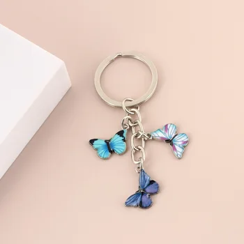 JOJO Fashion New Colorful Alloy Metal Drop Oil Butterfly Keychain Jewelry Gifts Key Ring