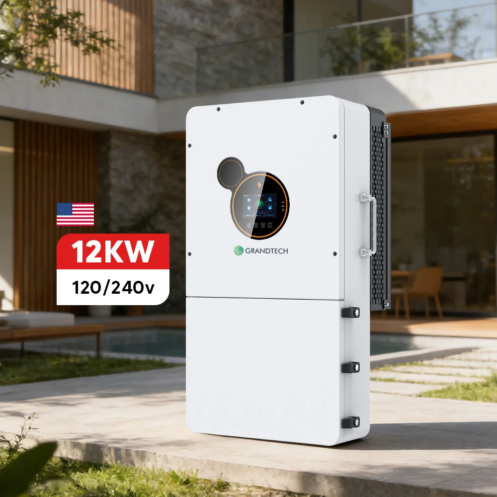 Inversor solar híbrido estadounidense de fase dividida de 12 kW, stock EE. UU., tipo SEI, garantía de 5 años, 12 entradas PV Upro, red de 120/240 Vca, batería de 48 V