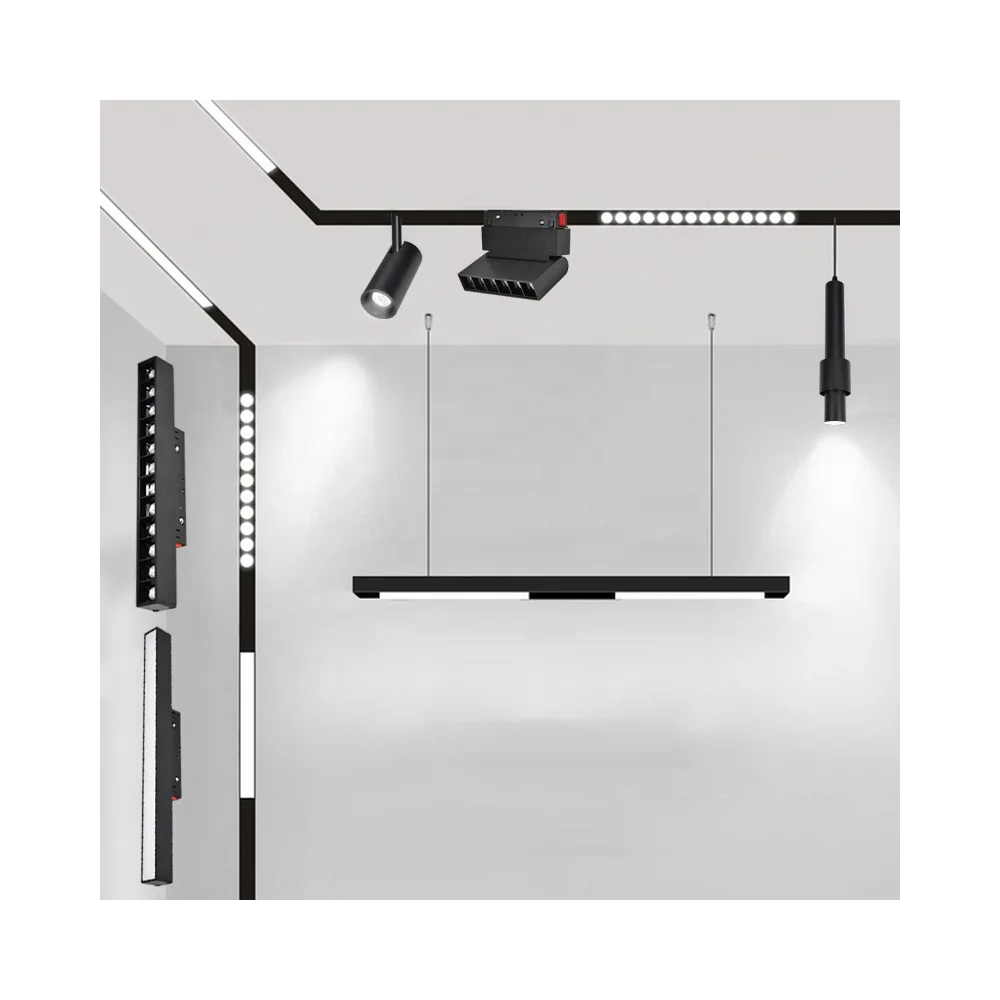 Indoor Spotlights Aluminum Linear Track Light Recessed Surface Mounted Trimless Track Light Magnetic System Low Voltage DC48V 90