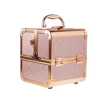 New Arrival Portable Beauty Makeup Case with mirror Professional Aluminum Cosmetic Case Travel Delicate Vanity Box Organizer