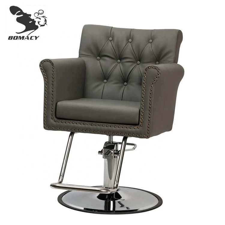 Bomacy High Quality Light Luxury Hair Salon Furniture Vintage Barber Black Salon Chairs