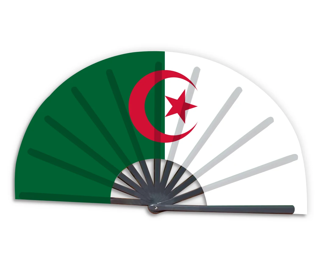 Opvouwbare waaier van bamboe met algerijnse vlag_voghion.com