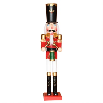 90cm Home Decoration Crafts Large Christmas Ornament Solid Wooden Nutcracker Soldier for Outdoor Decoration