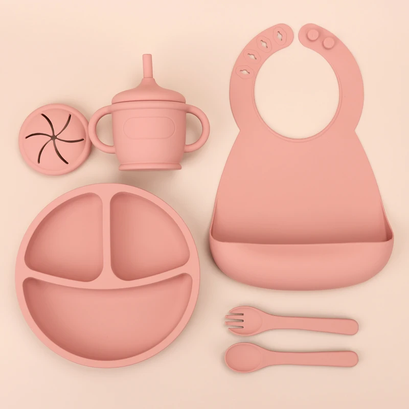 Food Grade Baby Led Weaning Supplies Eating Utensils Set Suction Plate