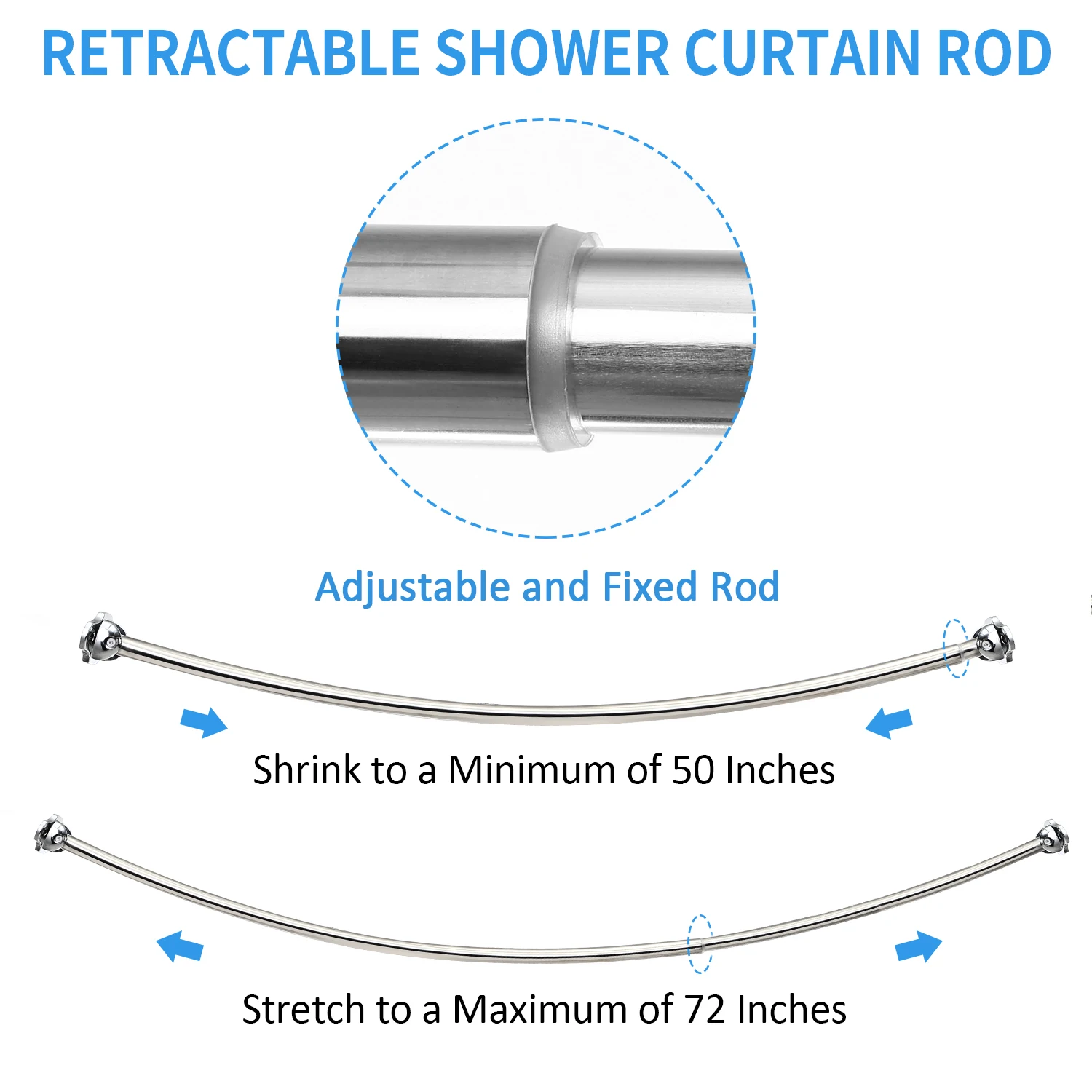 Adjustable Curved Shower Curtain Rod Rustproof Wholesale Metal Curved Shower Curtain Poles