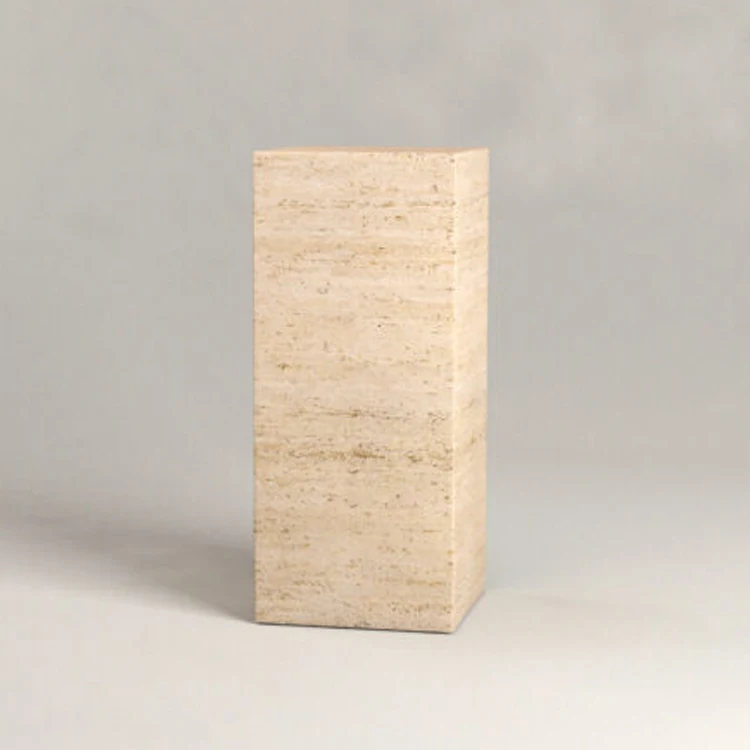 Natural Stone Coffee Table Customized Cube Block Marble Side Menu High Low Travertine Table Square Marble Plinth
