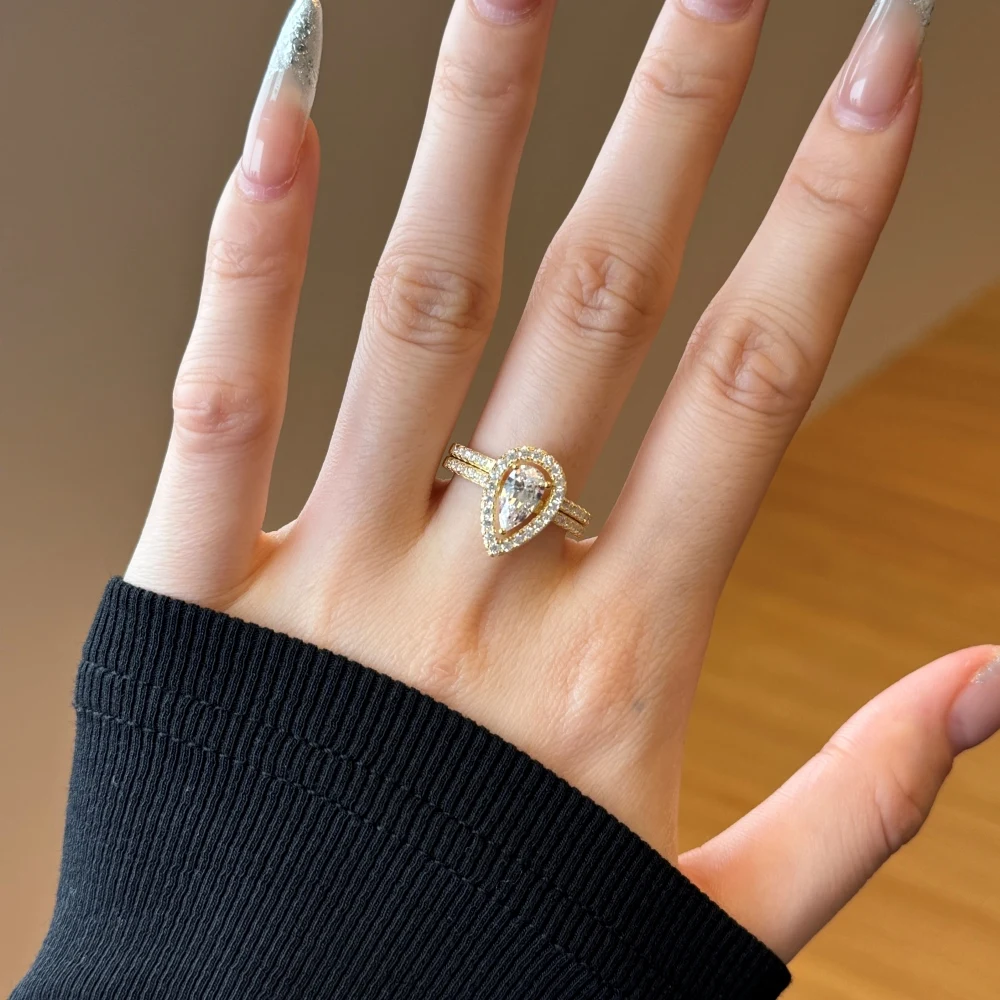 KAKODIY Elegant Water Drop Jewelry Ring Engagement Wedding 925 Sterling Silver Ring for Women detail 1