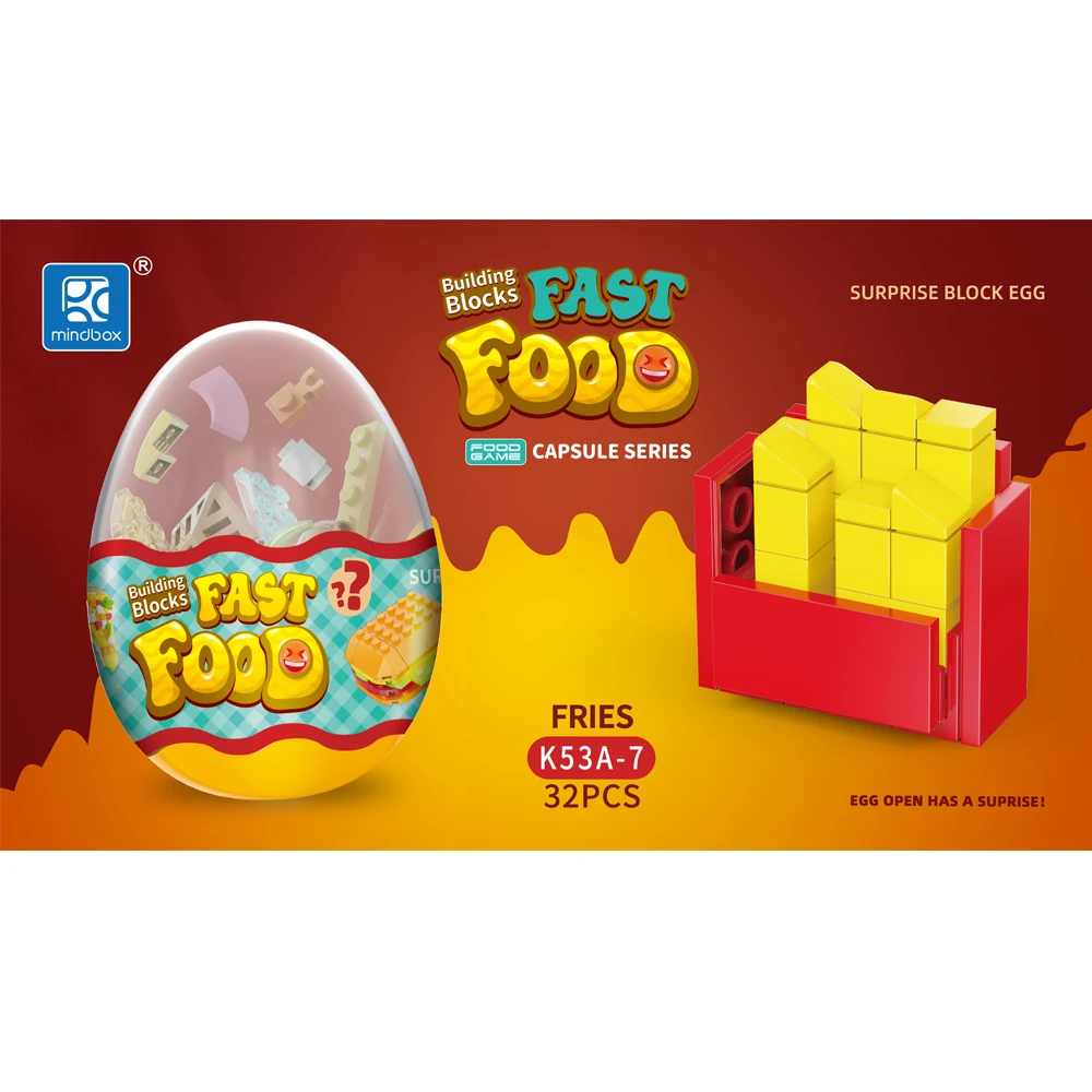 Mindbox K53A NEW Building Block Sets Hamburger Educational Surprise Egg Blocks Toys Educational Toys for Kids Learning