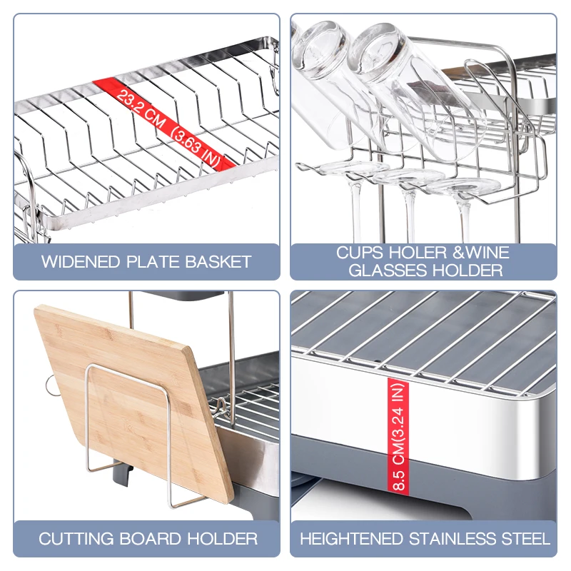 Stemware Rack Costco Dish Drainer Stainless Steel Tier Dish Drying