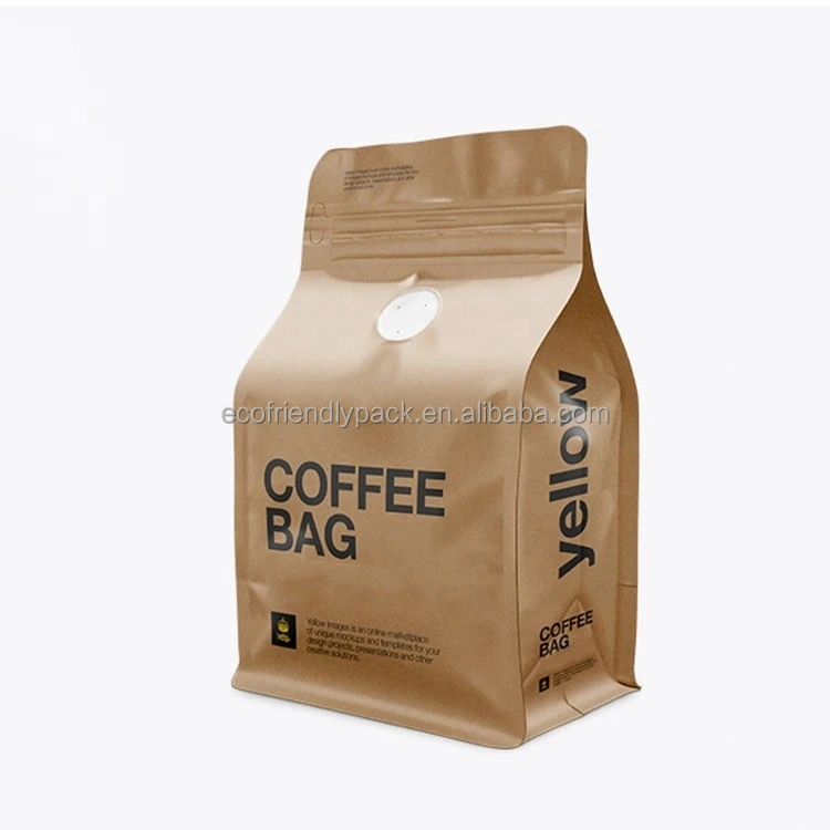 Ziplock Flat Bottom Custom Printed Drip Coffee Bean Packaging Coffee Bag with Valve