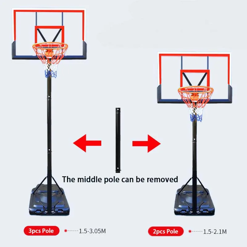 Portable Basketball Hoop with Backboard System New Design Stable Base and 2 Wheels Court Equipment for Outdoor Play
