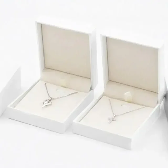 Customized logo high-quality new design white flap necklace ring packaging box