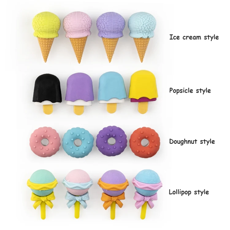 Оптовая продажа смешной 3D мороженое десерт еды карандаш ластик игрушка для детей