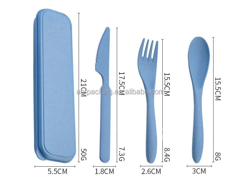 New Eco-friendly Plastic Multicolored Cutlery Set Frost Technique 3-Piece Spoon Fork Knife Dinnerware Home Camping