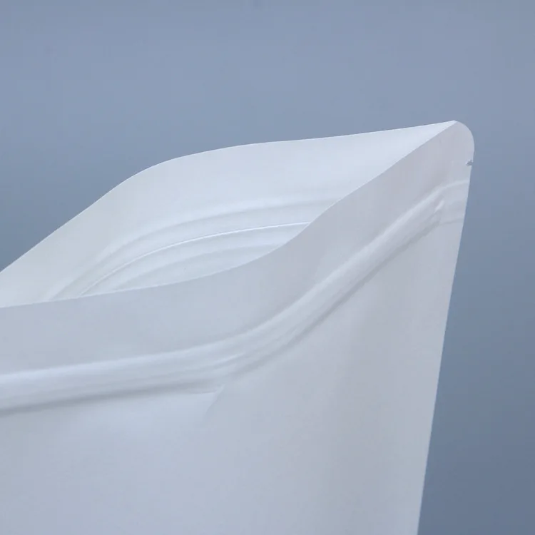 In Stock  White Kraft Paper Resealable Zip Lock Packaging Bag Pouch With Window
