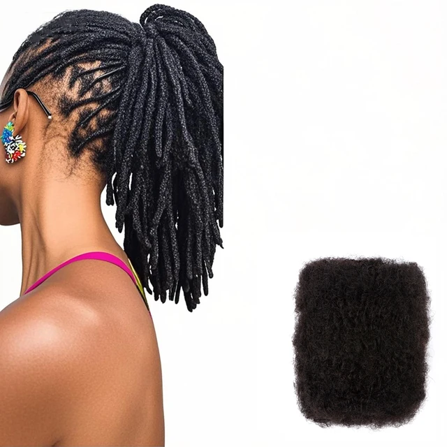 KAMA Cheveux 100% Unprocessed Raw Afro Kinky Virgin Human Hair Extensions Bulk 8 Inches Stretched Bulk Dreadlock Braiding Hair