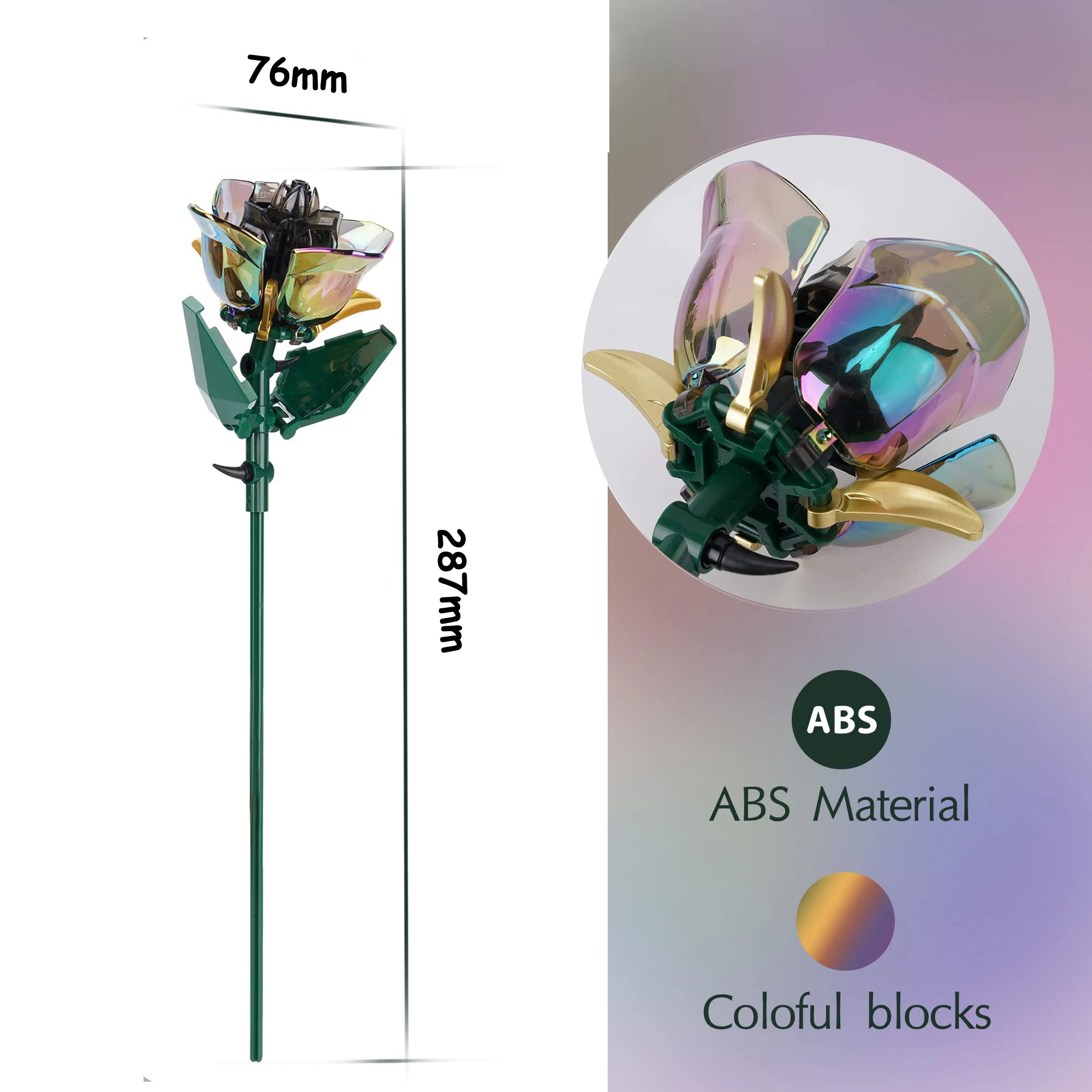 Decool Bouquet of Back Rose Home Decoration Artificial Building Blocks Flowers Gift for Anniversary and Valentines Day