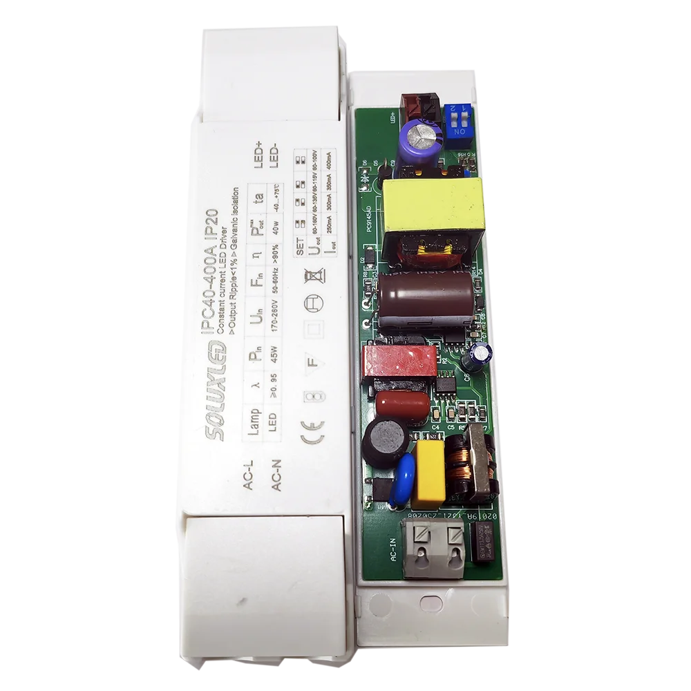 40W LED Driver IP20 with DIP-Push Dimmer AC to DC 60-160V 250ma 300ma 350ma 400ma Power Supply Flicker Free for LED Panel Light