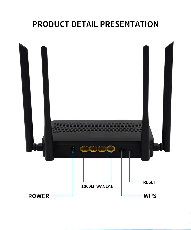 4 Ge 1000 Mbps Interface Router Dual Band 2.4ghz&5.8ghz Ac1200 Wireless