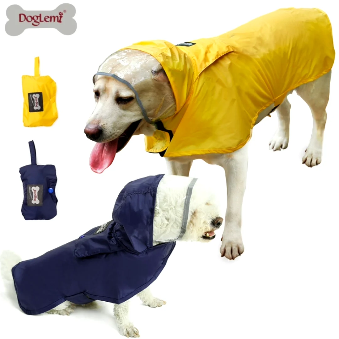 Custom Dog Raincoat Gear Hooded Slicker Waterproof Packable Rain Coat