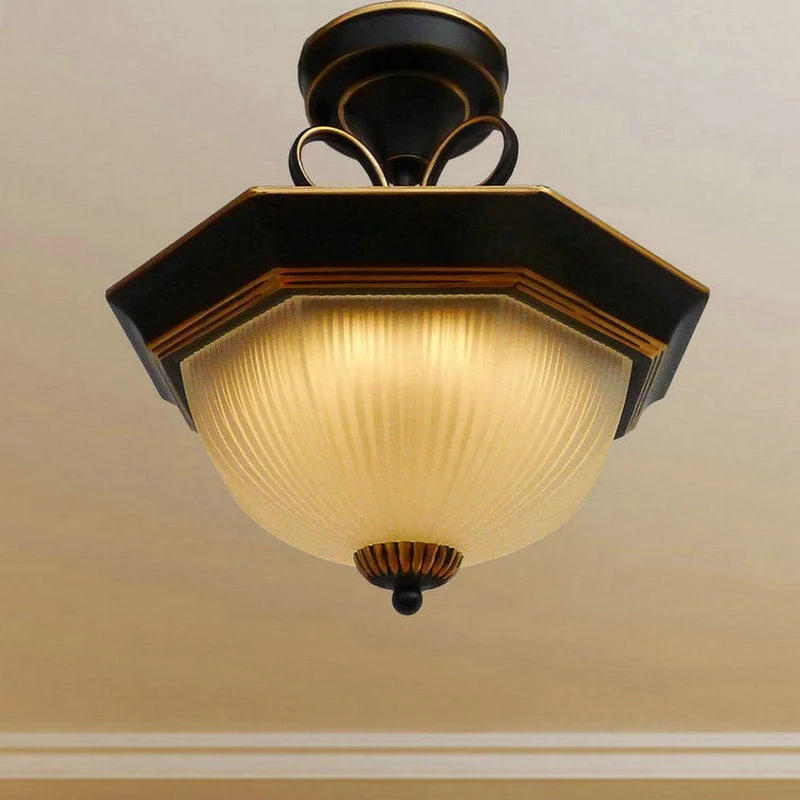 American-style Iron Art LED Ceiling Light with IP68 Rating Adjustable Color Temperature (1-6000K) for Bedroom Study Hallway