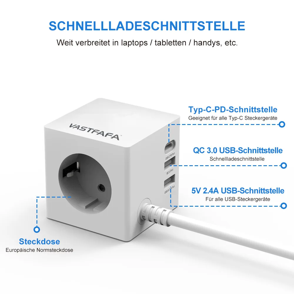 3 USB-порта 1 Европейская розетка