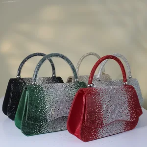 Evening Bag Rhinestone Party Prom Silver Bag Fashion Shiny Handbag Black Formal Women's Purse All-matching Chain Bags