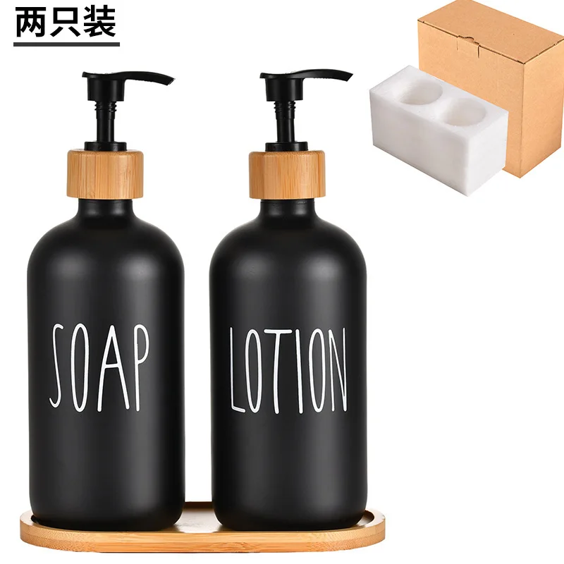 product 500ml black and white hand sanitizer glass bottle body wash dispenser bottle press dispenser empty bottle-58