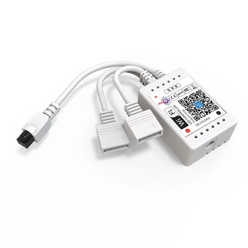 Google Assistant Home Amazon Alexa Double Load Output IR 24keys Voice Control Music RGB WiFi Controller for 5050 2835 Strips