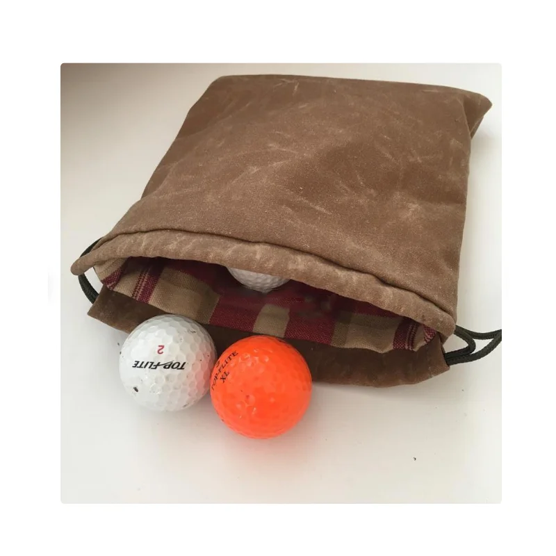 New Design High Quality Small MOQ Waxed Canvas Golf Ball and Tee Bag  Supplier from China