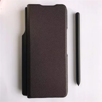 Real leather case For samsung galaxy z fold 3 case leather Flip cover with S pen leather case