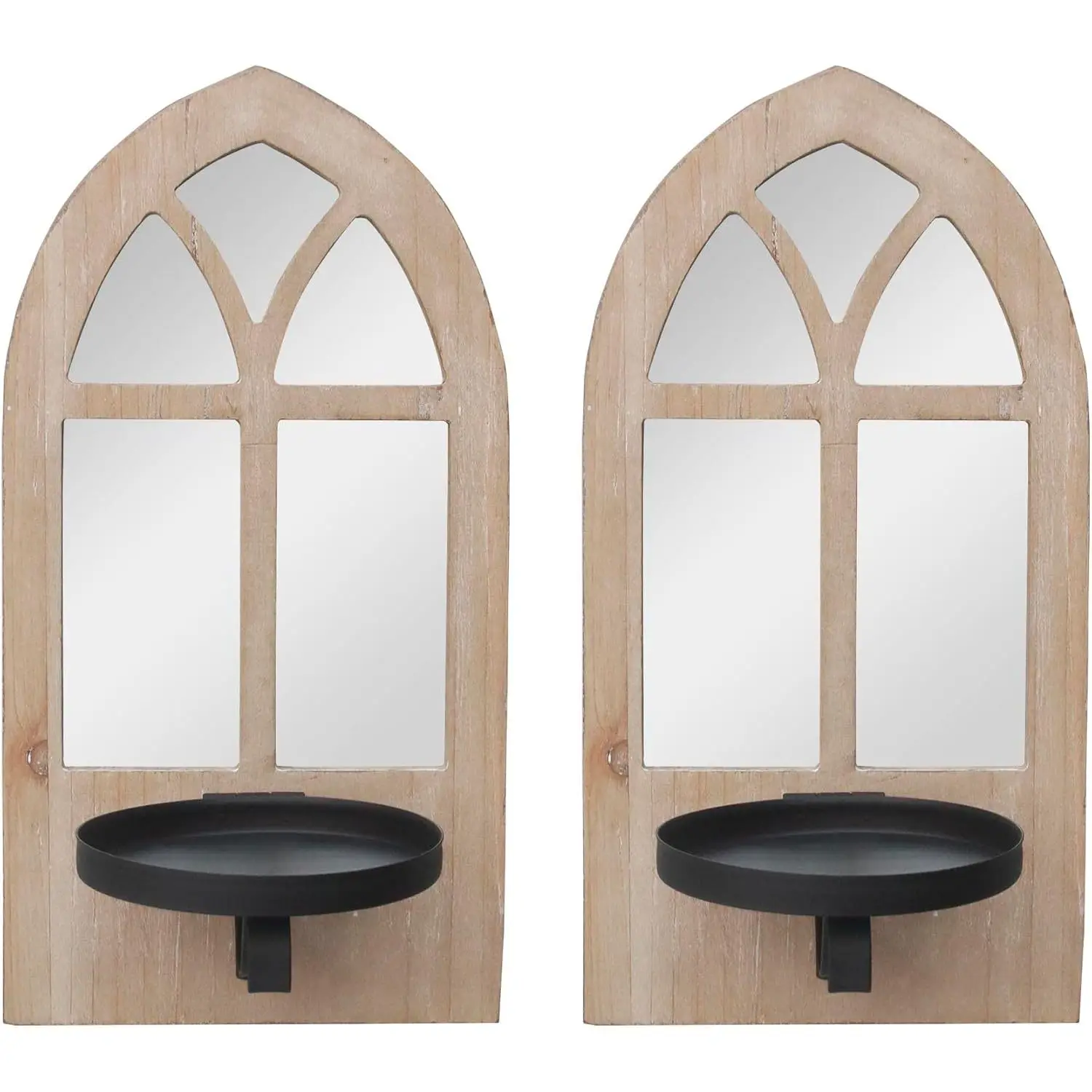 Set of 2 Candle Sconces Wall Decor,Farmhouse Wall Art Floating Mirror Sconces,Fits 3x3 Inch Candle